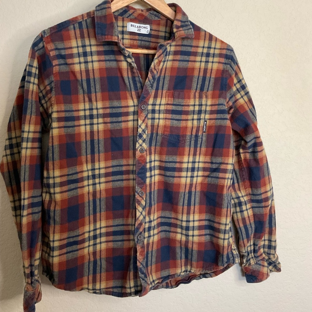 Billabong Flannel boys Plaid Shirt - Red and Blue  XL